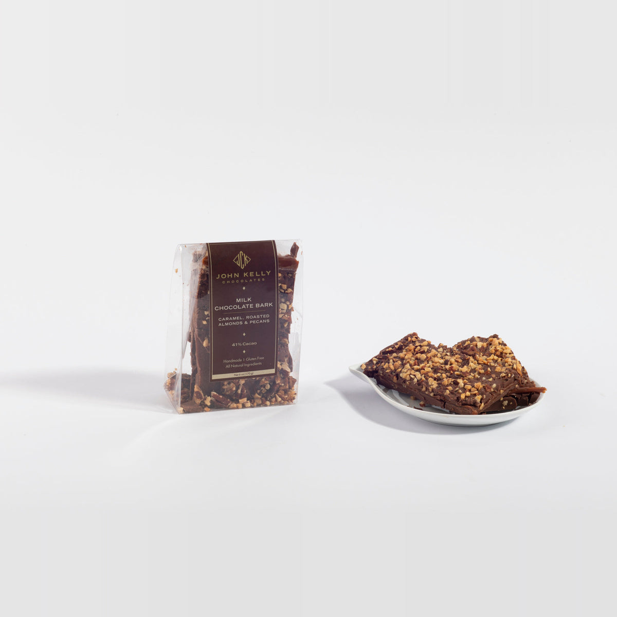 Milk Chocolate Bark with Caramel, Roasted Almonds and Pecans