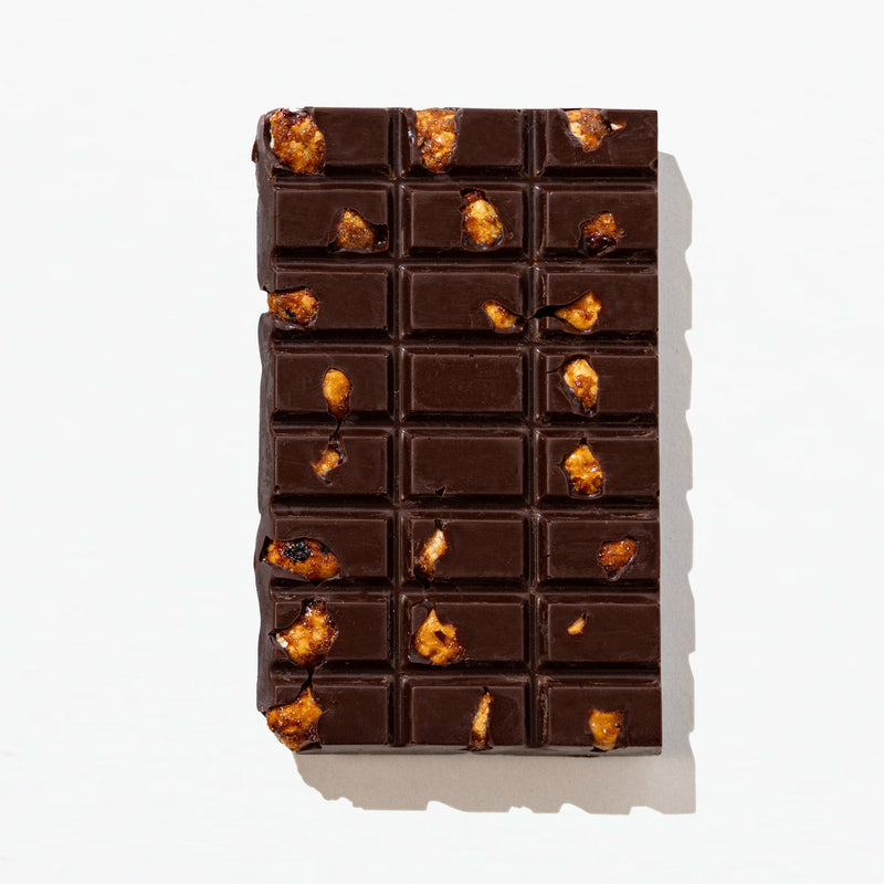 Charles Chocolates Salty-Sweet Hazelnut Bar, unwrapped