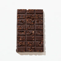 Charles Chocolates Caramelized Cocoa Nib Bar, unwrapped