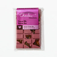 Charles Chocolates Ruby Garnet Cocoa Nib Brittle Bar, wrapped