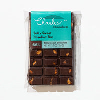 Charles Chocolates Salty-Sweet Hazelnut Bar, wrapped