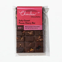Charles Chocolates Salty-Sweet Pecan Cherry Bar, wrapped