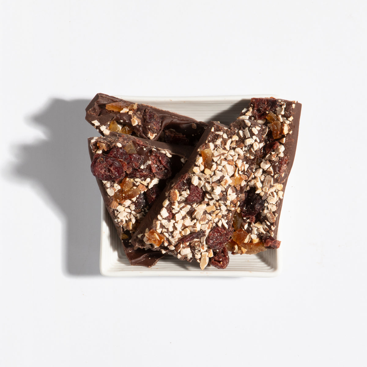 Dark Chocolate Bark with Orange, Cranberries and Roasted Almonds