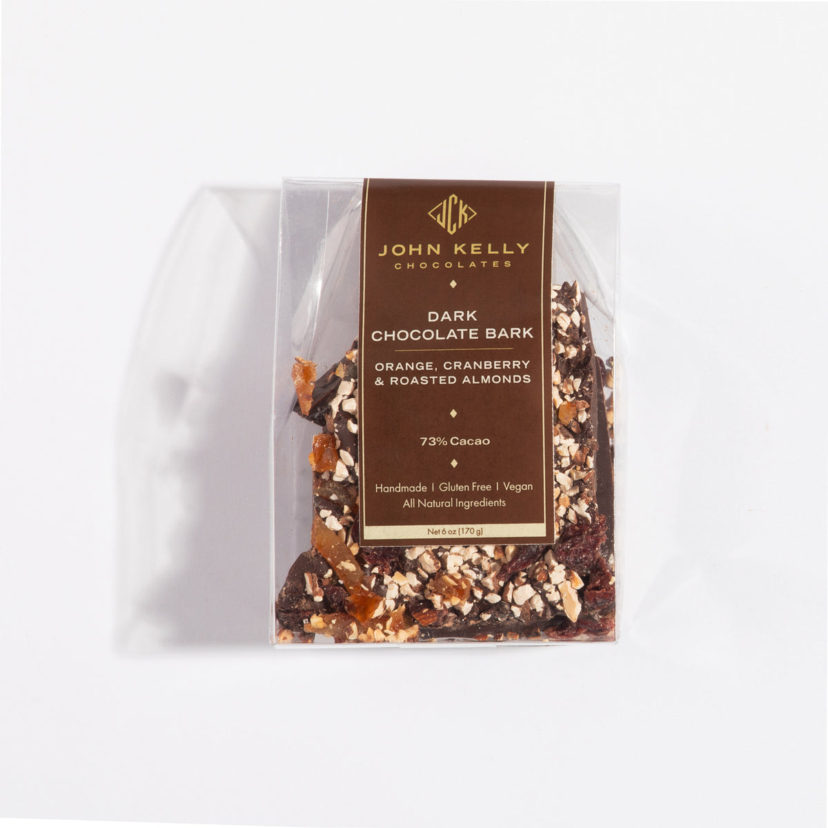 Dark Chocolate Bark with Orange, Cranberries and Roasted Almonds