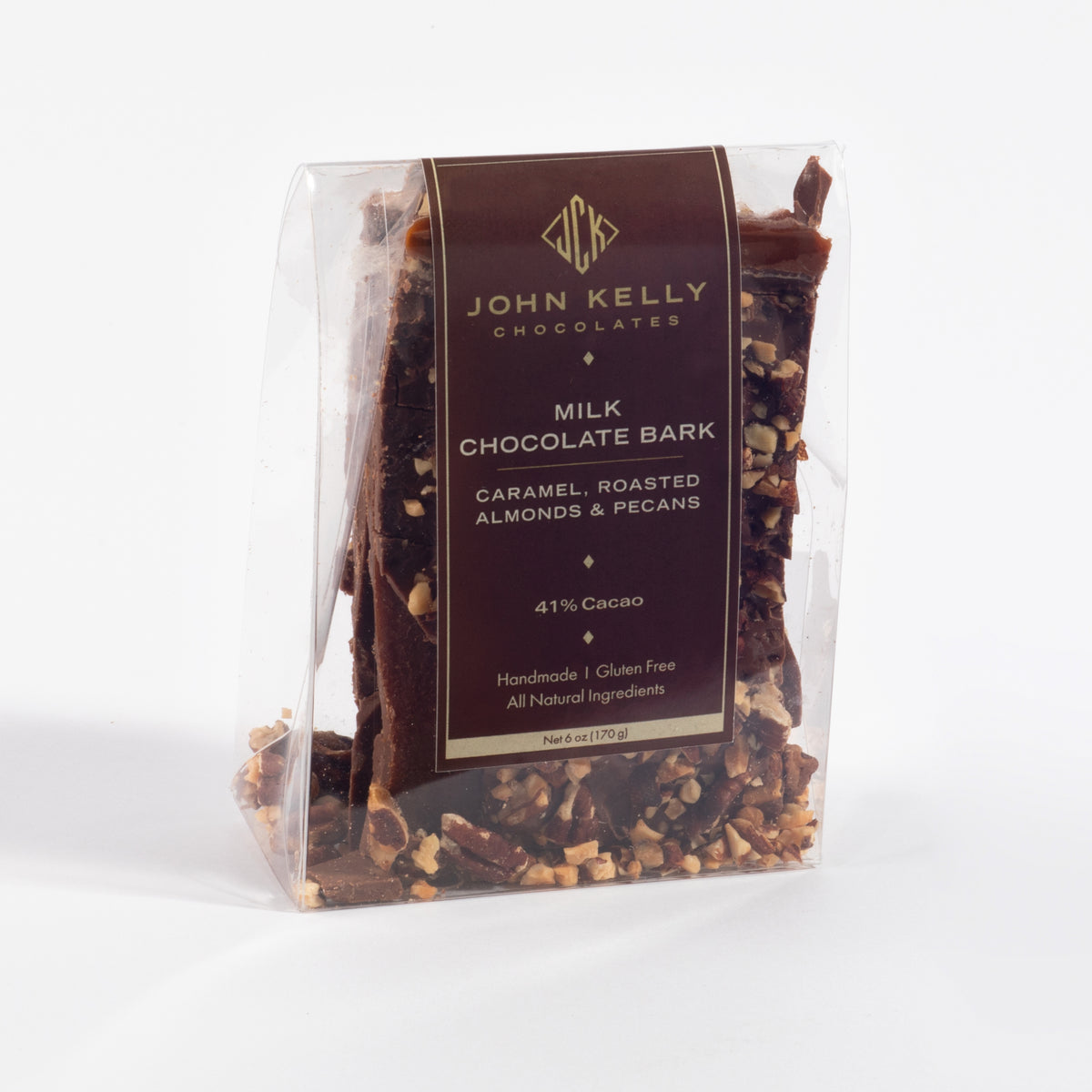 Milk Chocolate Bark with Caramel, Roasted Almonds and Pecans