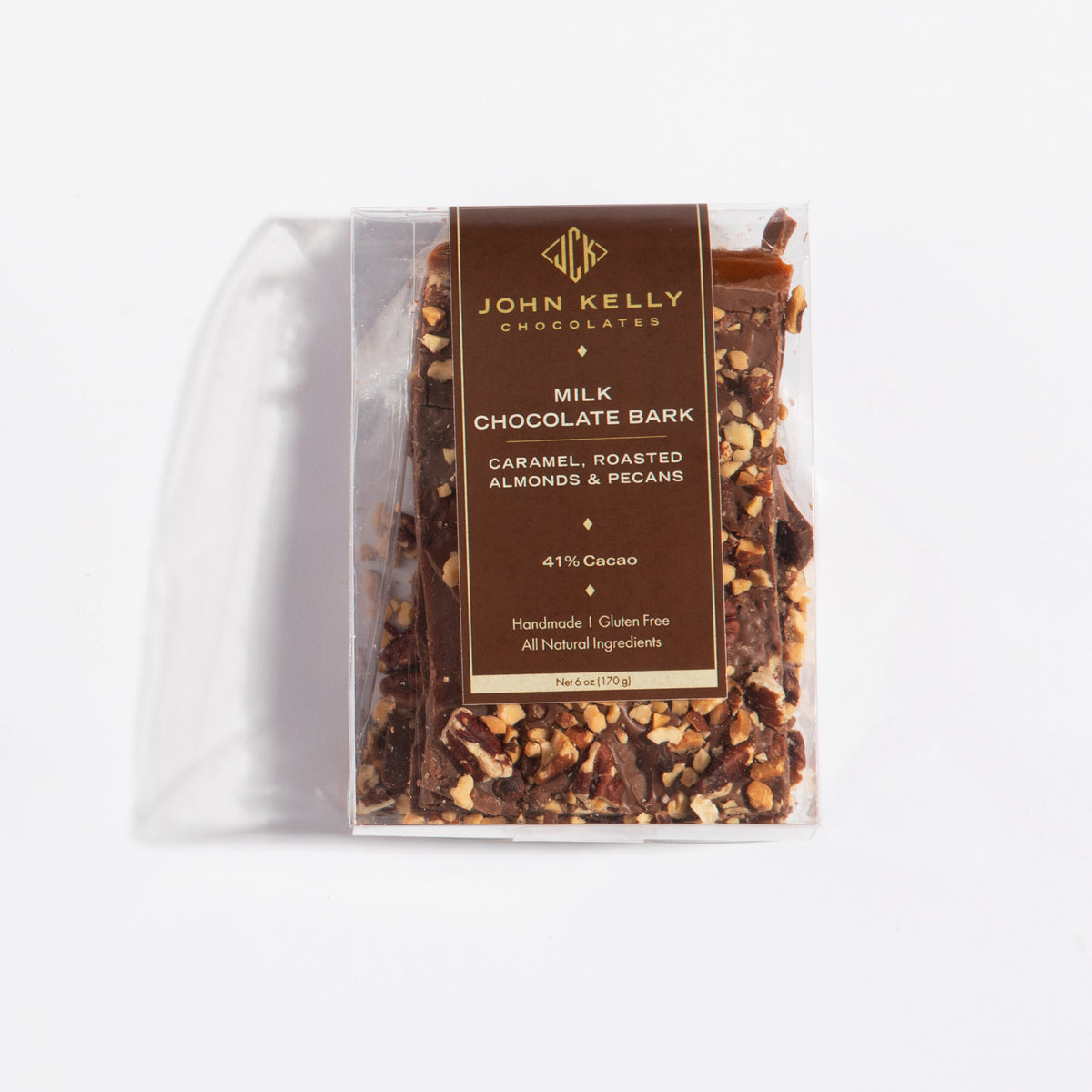 Milk Chocolate Bark with Caramel, Roasted Almonds and Pecans