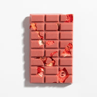 Charles Chocolates Ruby Garnet Strawberry Bar, unwrapped