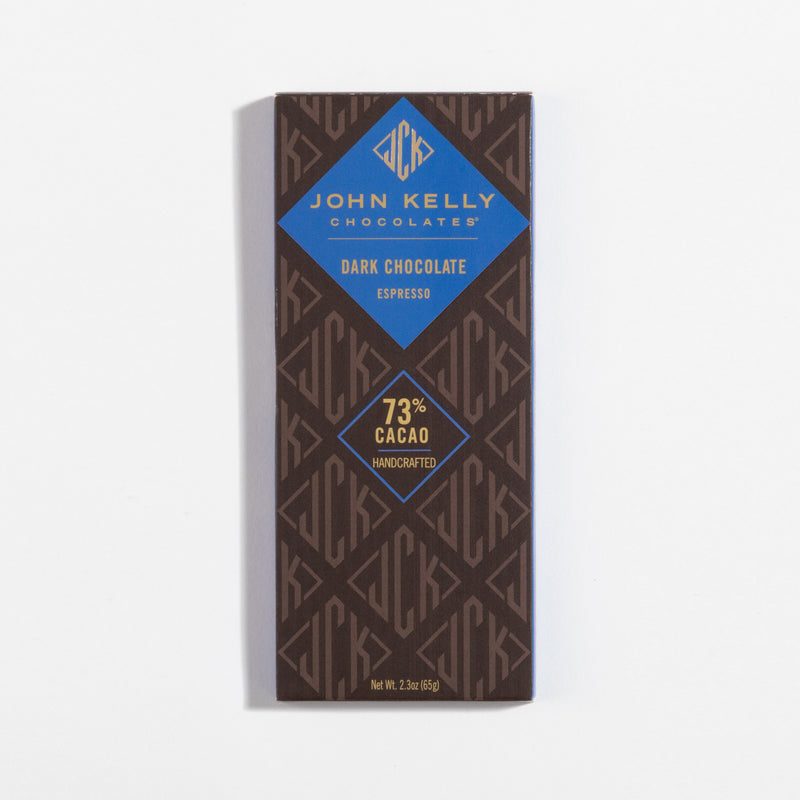 John Kelly Chocolates Dark Chocolate Espresso Bar, in its wrapper