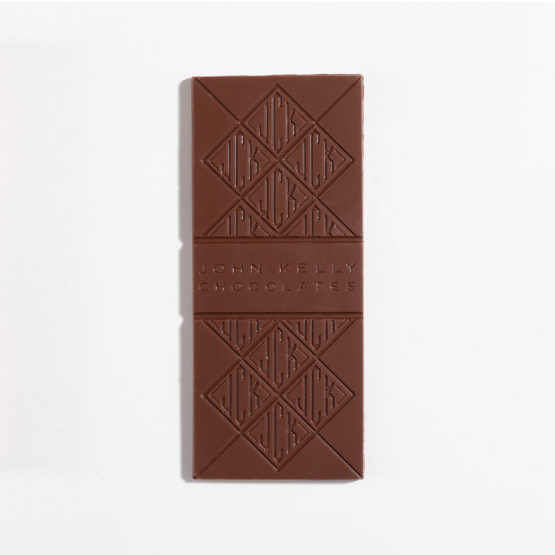 John Kelly Chocolates Milk Chocolate Bar, unwrapped