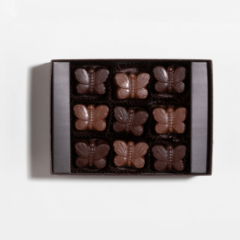 John Kelly Chocolates 9 Piece Butterfly Gift Box, open