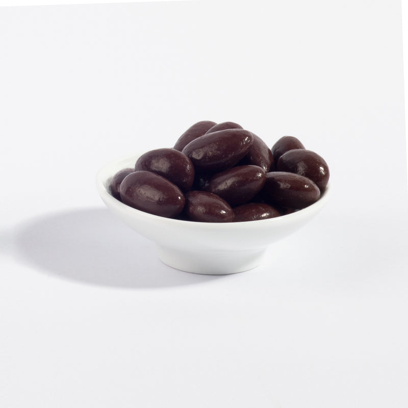 John Kelly Chocolates Dark Chocolate Coated Almonds, in a bowl