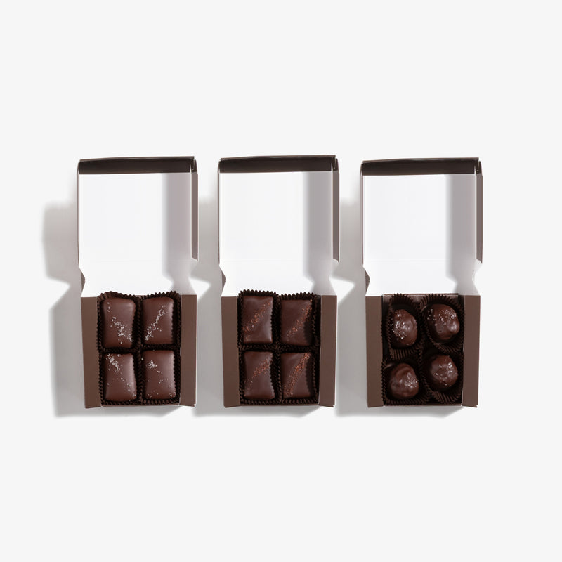 John Kelly Chocolates Truffle Fudge Bites Gift Tower, with every box opened