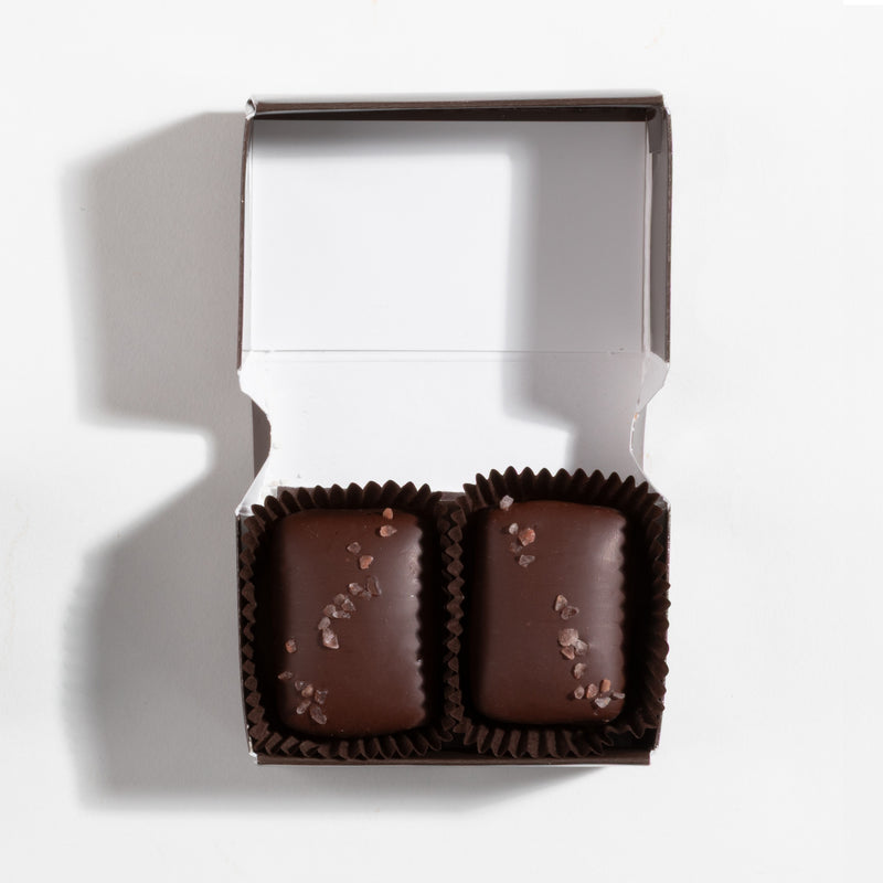John Kelly Chocolates 2 Piece Peanut Butter with Himalayan Pink Salt, open